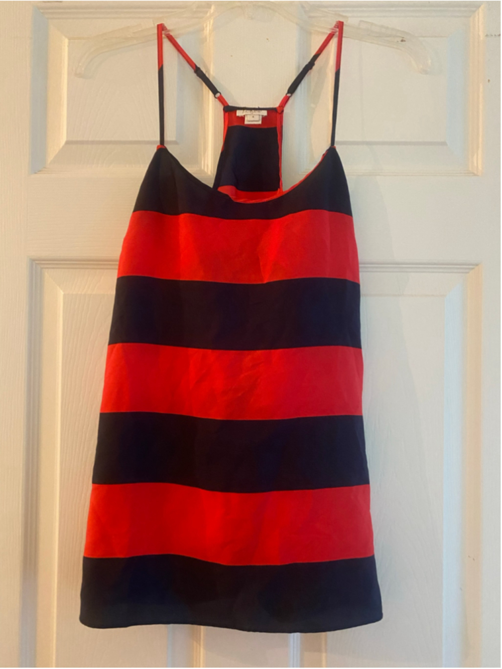 Women's J.Crew Red and Navy Striped Tank Top - Size 4